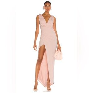 NWT Revolve Katie May Sugar Stick Maxi in Blush Sz S Soft Pink Asymmetrical Hem